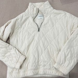 Abercrombie & Fitch Cream quilted Zip-Up Sweater